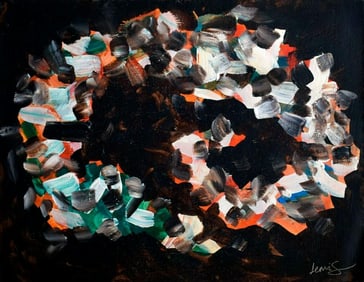 Abstract Canvas, unframed. Featuring an abstract vintage acrylic on canvas expressionist