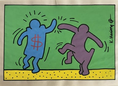 Keith Haring- Drawing and Watercolor Painting on paper