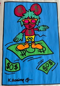 Keith Haring- Drawing and Watercolor Painting on paper