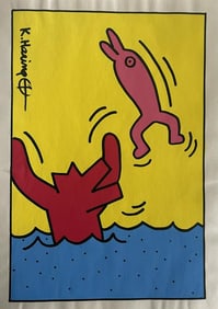 Keith Haring- Drawing and Watercolor Painting on paper