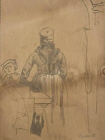 REMBRANDT (Style Of) DRAWINGS ON OLD PAPER