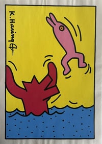 Keith Haring- Drawing and Watercolor Painting on paper