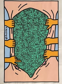Keith Haring- Drawing and Watercolor Painting on paper
