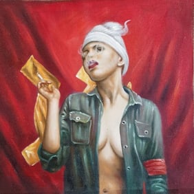 Modern Abstract Oil Painting on Canvas.