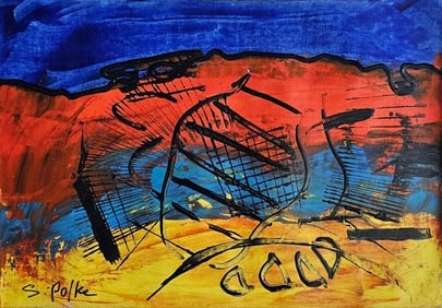 Abstract Canvas- Signed S. Polke, 20th Century Modern Art
