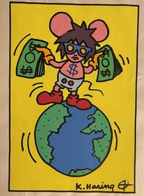 Keith Haring- Drawing and Watercolor Painting on paper