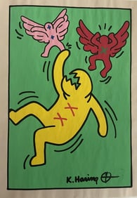 Keith Haring- Drawing and Watercolor Painting on paper
