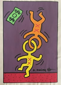 Keith Haring- Drawing and Watercolor Painting on paper