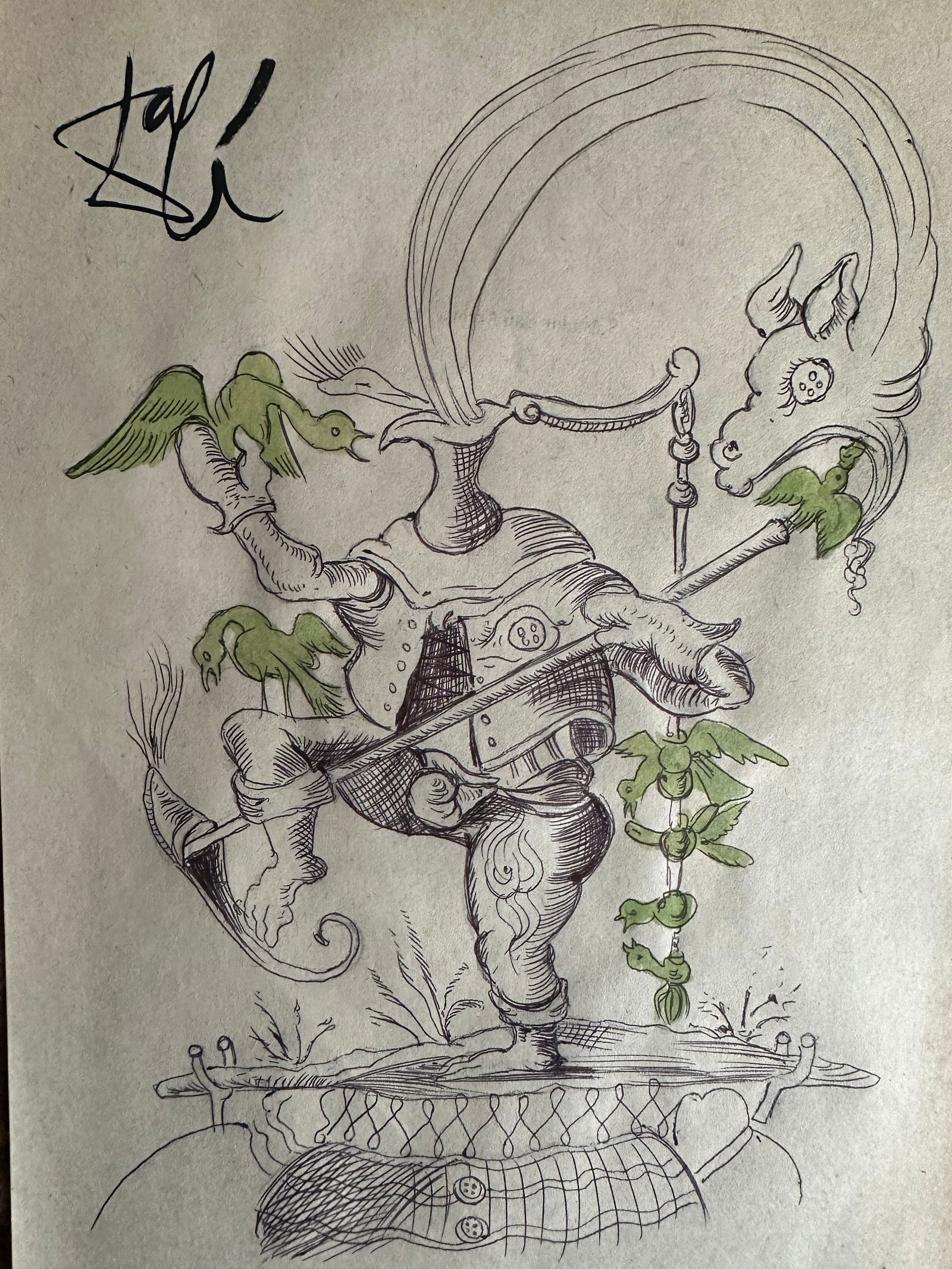 Salvador Dalí Mixed Media Drawing on Paper (1 of 2)