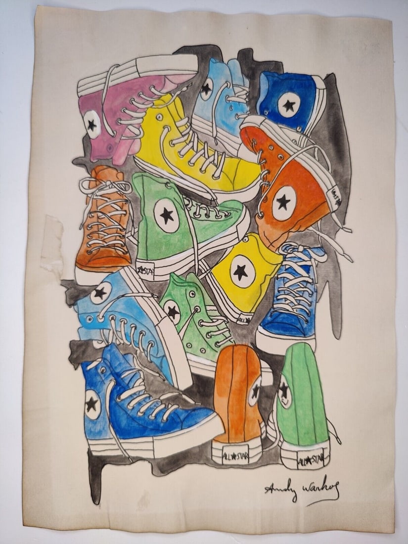 Andy Warhol Mixed Media on Paper: Andy Warhol Mixed Media on Paper, Stamp on verso. Dimensions 21x30cm. NY Collector. Sold after and in the style or manner of the artist. The piece has no formal documentation or COA.