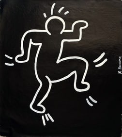 Abstract Acrylic Canvas Signed  K. Haring, 20th Century Modern Art