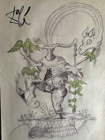 Salvador Dalí Mixed Media Drawing on Paper