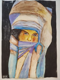 Egon Schiele Mixed Media Drawing on Paper