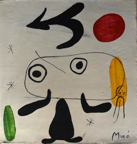 Abstract Acrylic Canvas Signed Miro,l, 20th Century Modern Art