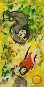 Abstract Acrylic Canvas Signed  Marc Chagall, 20th Century Modern Art
