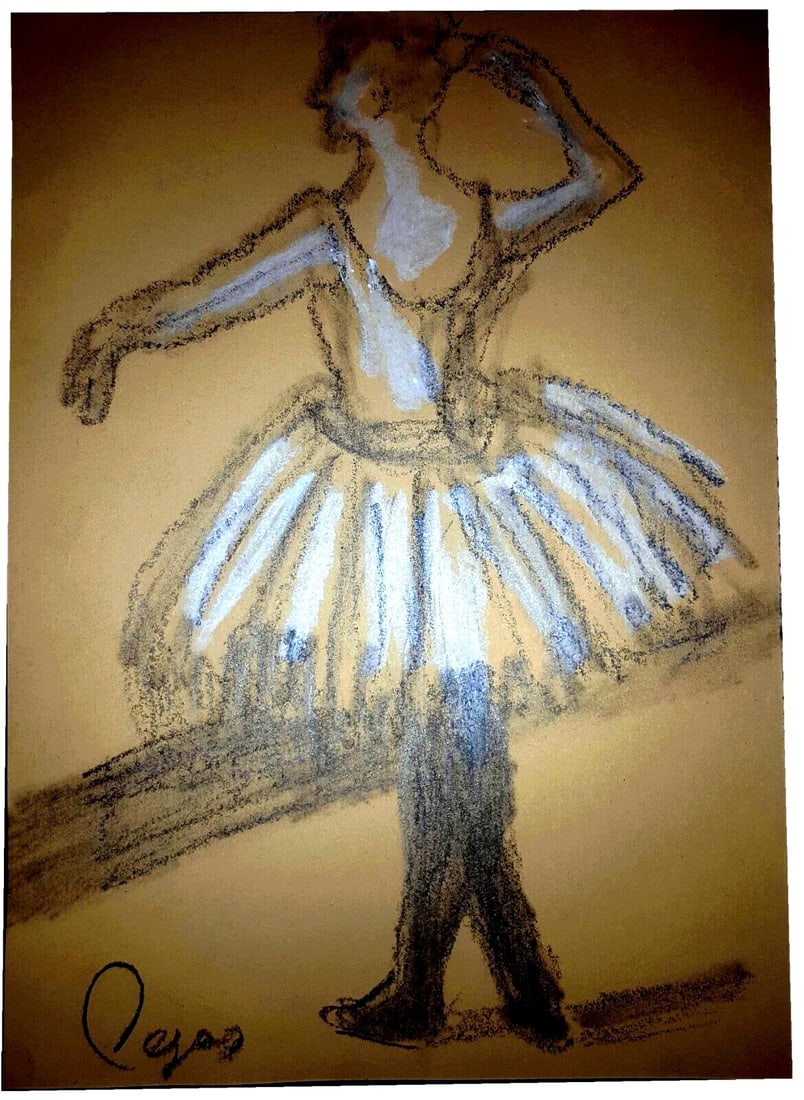 Vintage Edgar Degas Ballerinal Drawing on thin paper (1 of 1)