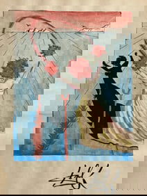 Salvador Dalí Mixed Media Drawing on Paper