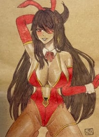 Original Drawing Artwork, Anime Girl.