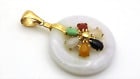 Round White Jadeite & Multi Color 14k Gold Jadeite
