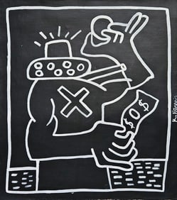 Abstract Acrylic Canvas signed Keith Harring -