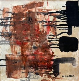 Abstract Canvas Signed Millares, unframed
