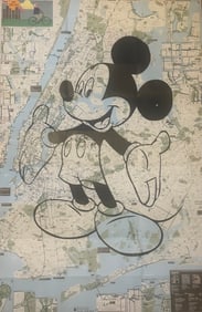 Original Hand Silk Screen & Spray Paint on New York City Bicycle Maps
