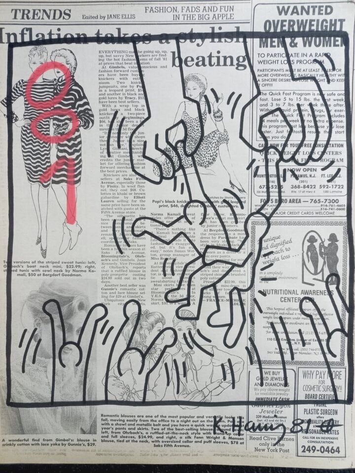 Keith Haring Newspaper -1981 Keith Haring Newspaper Marker Art (1 of 6)