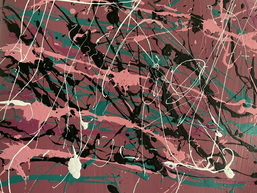 Jackson Pollock Abstract Painting on Paper: Jackson Pollock Abstract Painting on Paper -Approx Painting Size: 12 x 9 Inches. Jackson Pollack is famous for helping to create a whole new art movement called Abstract Expressionism. Abstract Expres