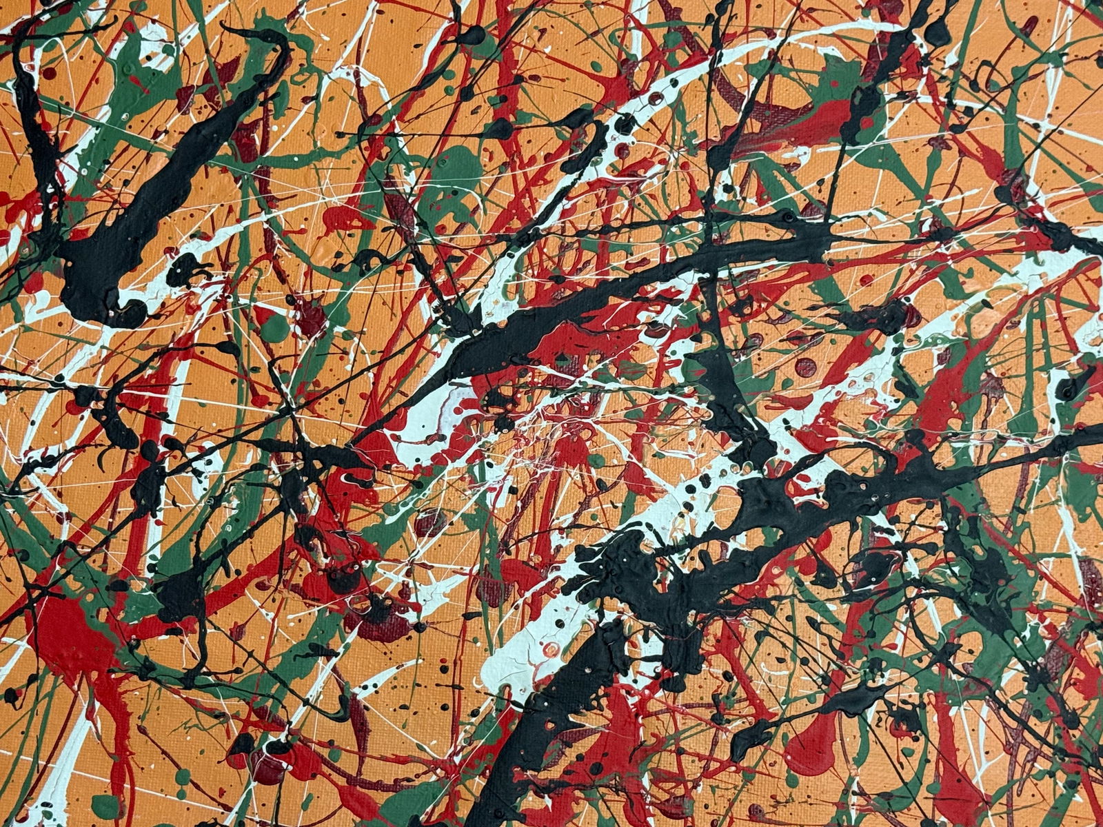 Jackson Pollock Abstract Painting on canvas: Jackson Pollock Abstract Painting on canvas -Approx Painting Size: 12 x 9 Inches. Jackson Pollock is famous for helping to create a whole new art movement called Abstract Expressionism. Abstract Expre
