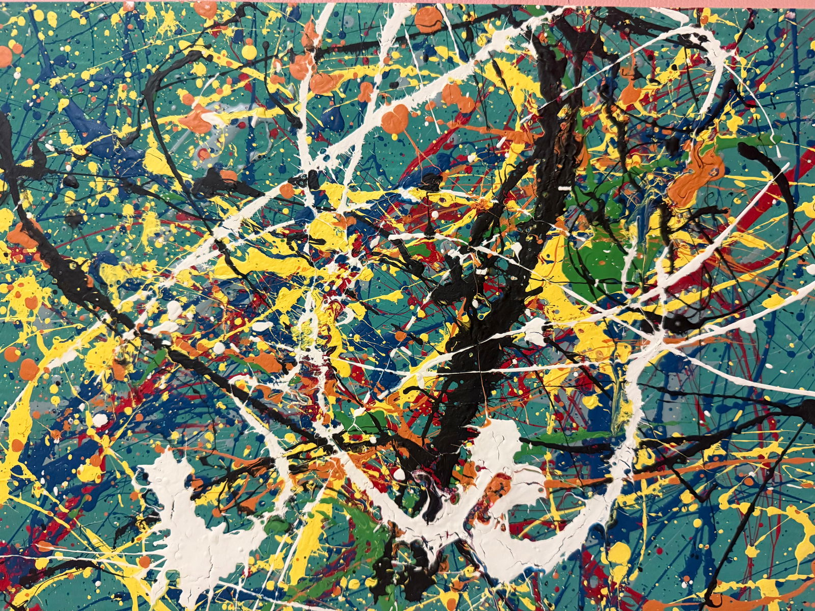 Jackson Pollock Abstract Painting on Paper: Jackson Pollock Abstract Painting on Paper (After the Artist)Approximate Size: 12 x 9 inchesThe work of Jackson Pollock, a pioneering figure in the Abstract Expressionist movement, inspires this piece