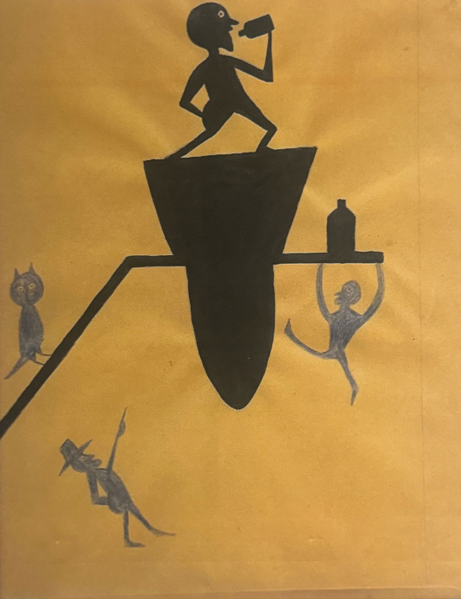 Bill Traylor Print on Paper: Bill Traylor Print On Paper. Size: 18 x 12 inches. See photos as part of the description. PROVENANCE: NEW YORK Private collection stamp on Verso.Will be shipped rolled in a tube. We pack & ship for yo