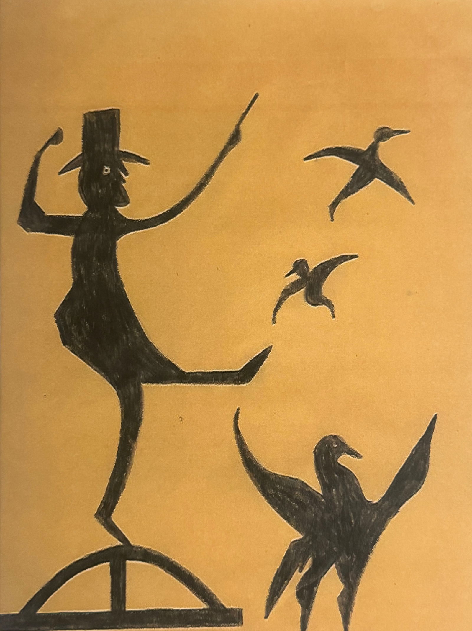 Bill Traylor Print on Paper: Bill Traylor Print On Paper. Size: 18 x 12 inches. See photos as part of the description. PROVENANCE: NEW YORK Private collection stamp on Verso.Will be shipped rolled in a tube. We pack & ship for yo
