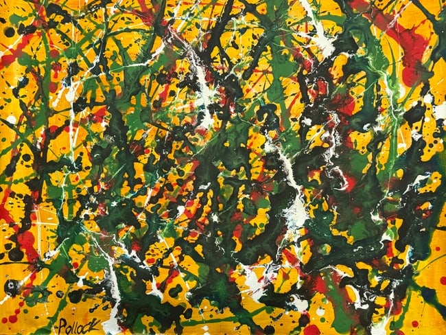 Abstract Acrylic Canvas Signed Jackson Pollock: Abstract Acrylic Canvas Signed Jackson Pollock , 20th Century Modern Art. Size Approximately 43.5 by 36 centimeters. No COA, no supporting papers, sold "in the manner of"