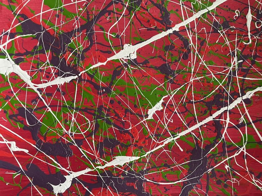 Jackson Pollock Abstract Painting on Paper: Jackson Pollock Abstract Painting on Paper -Approx Painting Size: 12 x 9 Inches. Jackson Pollack is famous for helping to create a whole new art movement called Abstract Expressionism. Abstract Expres
