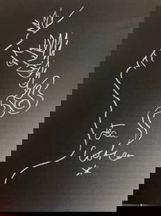 Jean Cocteau Line/Chalk Drawing: Jean Cocteau Line/Chalk Drawing on Black Paper. Size: 14 X 11 inches.