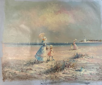 Oil Painting on Canvas,Lady on Beach