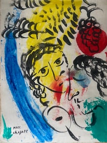 Abstract Acrylic Canvas signed  Marc Chagall