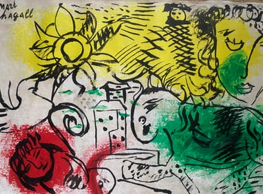 Abstract Acrylic Canvas signed Marc Chagall