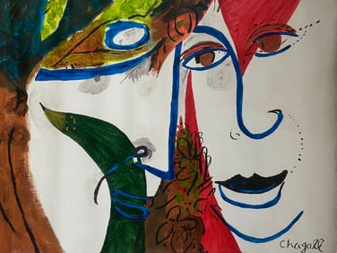 Abstract Acrylic on Canvas signed Marc Chagall.