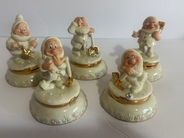 Disney Lenox 5 Dwarfs Treasure Boxes