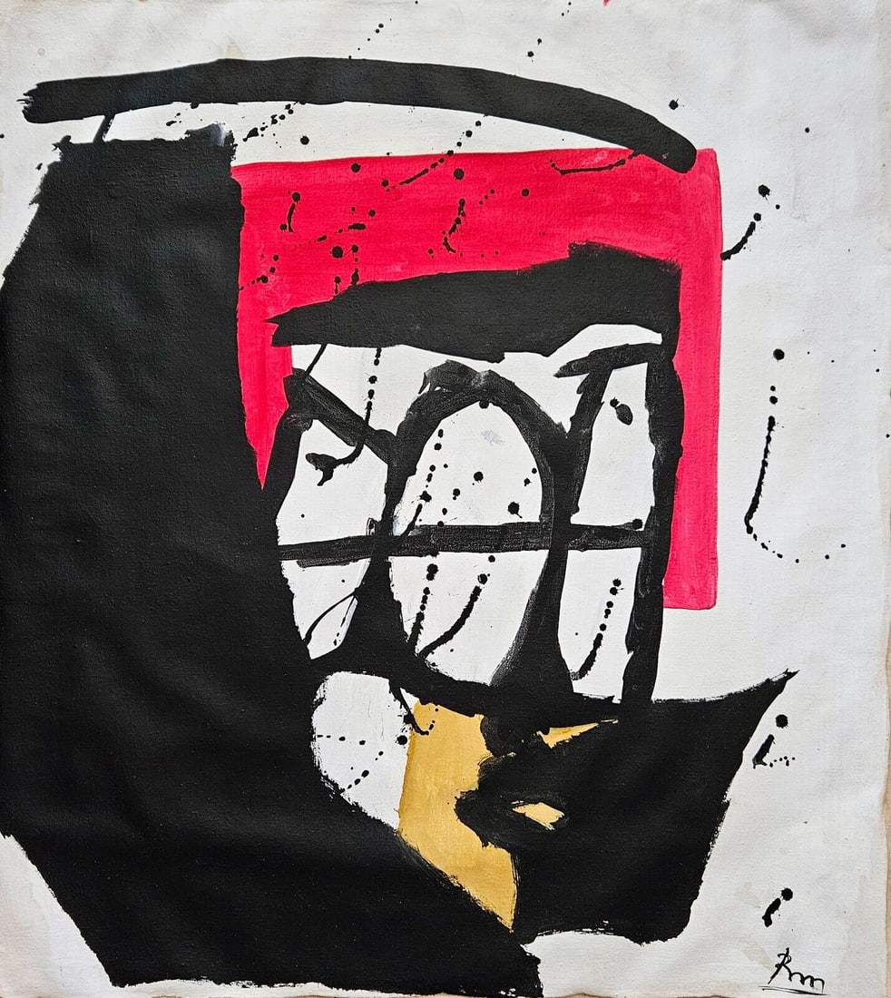Abstract Acrylic Canvas, signed Robert Motherwell (1 of 3)