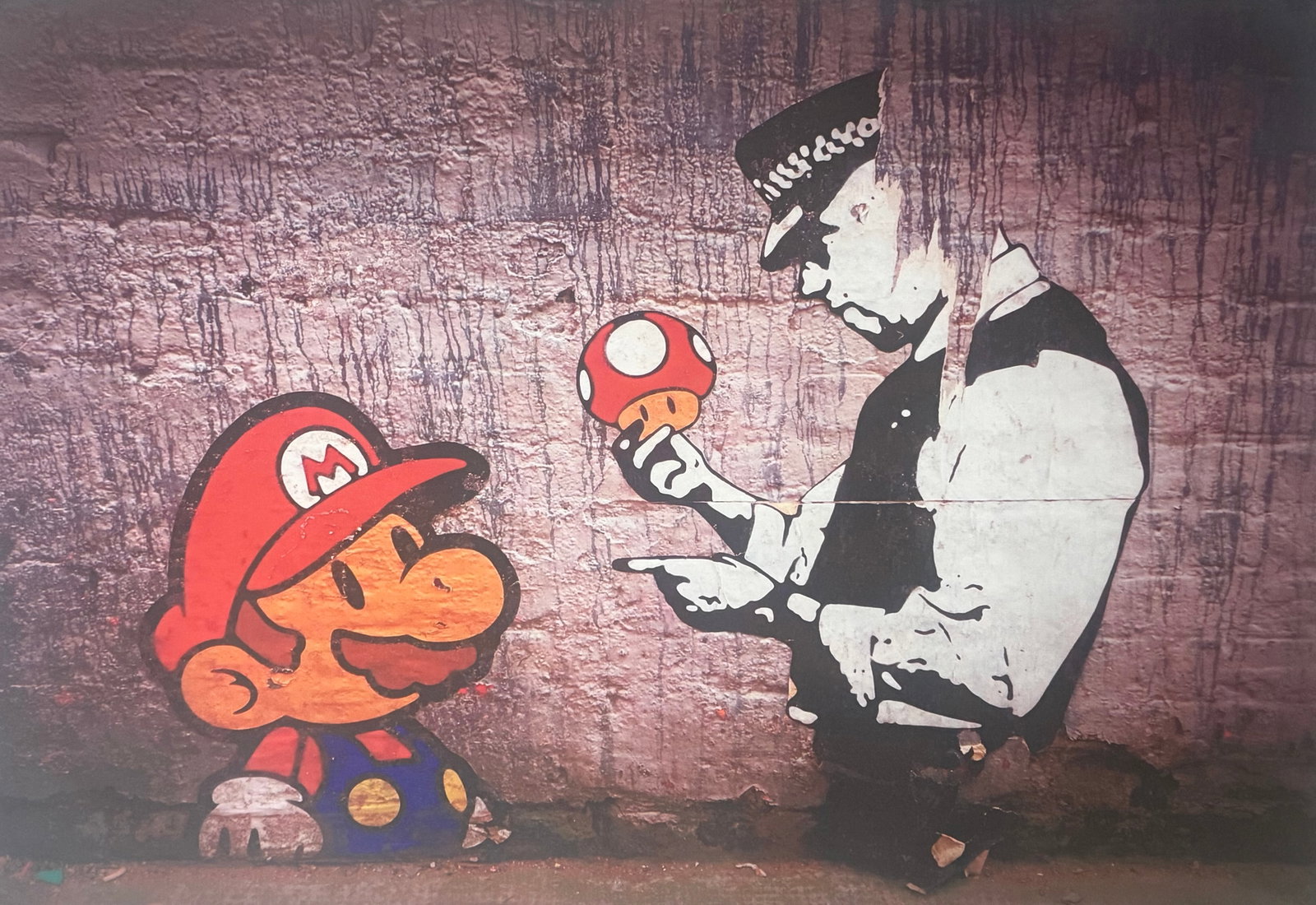 Large Graffiti Street Art Collage: Large Graffiti Street Art Collage Canvas Print. Size: 36 x 24. Loose Canvas Roll, not framed, not stretched. Approximately one and a half inches border on all sides. Private Collection. The item will