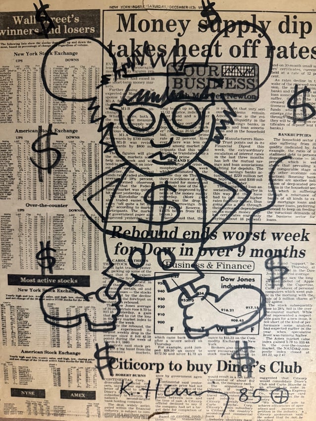 Keith Haring Newspaper -Keith Haring Newspaper Drawing (1 of 2)