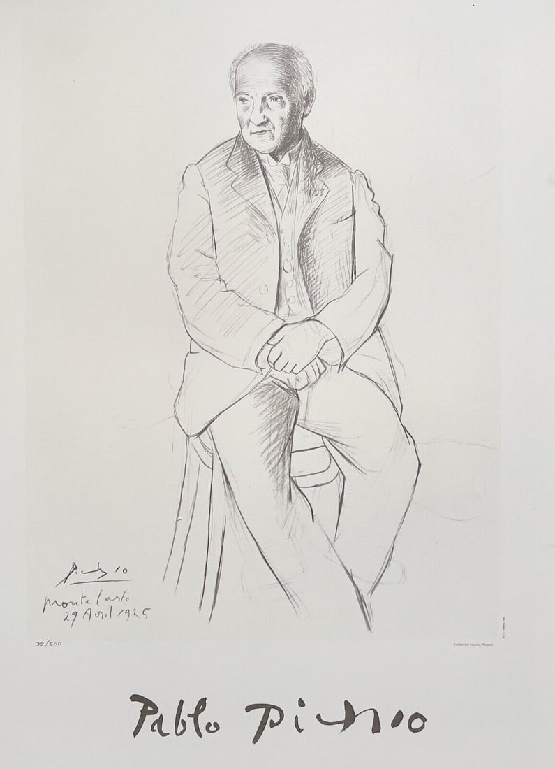 Pablo Picasso lithograph: This is a Pablo Picasso lithograph from the 1982 Marina Picasso Collection. The facsimile is signed. Paper measures 23" x 29 1/2".