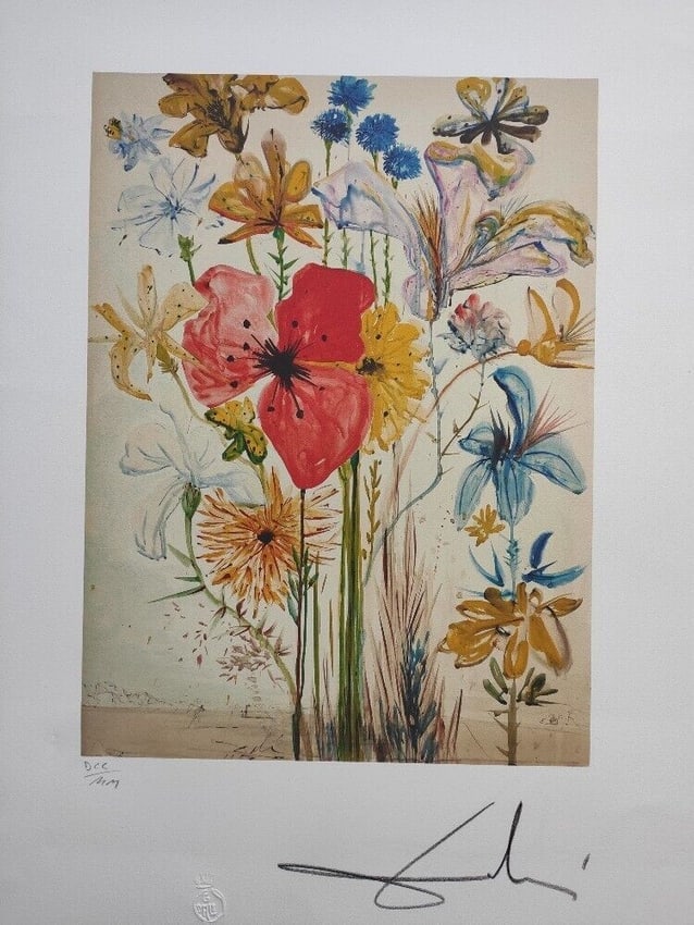 Limited edition lithograph with "G Dali France": Limited edition (2000) hand signed in pencil lithograph with "G Dali France" embossing on BFK RIVES" watermarked paper Numbered in pencil. Size:50x65 cm