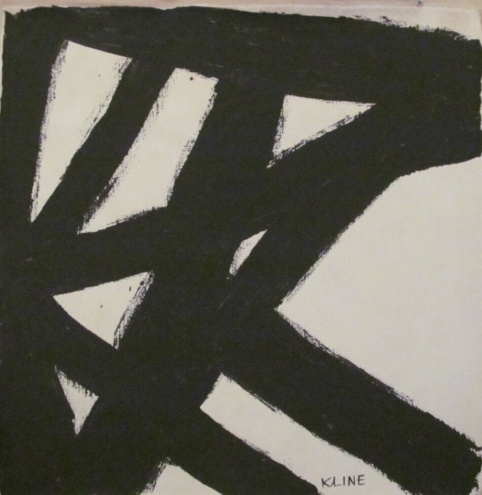Abstract Canvas, unframed: Abstract Canvas, unframed. Featuring an abstract vintage acrylic on canvas expressionist composition. Signed Kline in the lower right corner. Size: Approximately 47 by 46 centimeters. Sold "In the sty
