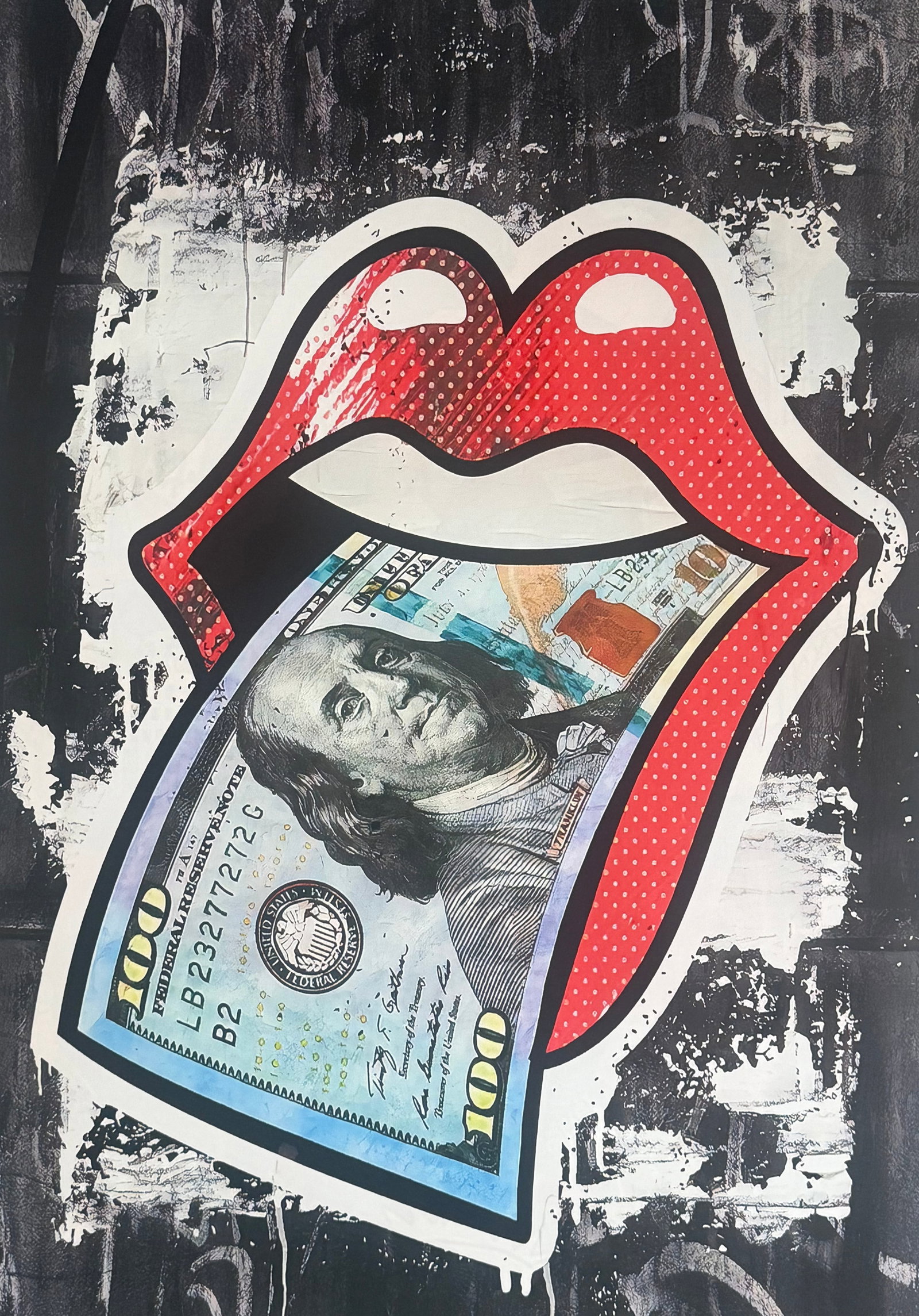 Large Graffiti Street Art Collage: Large Graffiti Street Art Collage Canvas Print. Size: 36 x 24. Loose Canvas Roll, not framed, not stretched. Approximately one and a half inches border on all sides. Private Collection. The item will