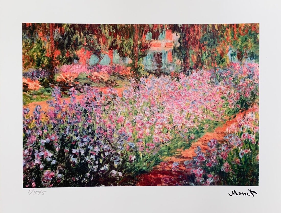 CLAUDE MONET PRINT: CLAUDE MONET PRINT This piece is a facsimile signed on the lower right. Pencil numbered 1/375. Paper measures 10" x 12". Image measures 7" x 10"
