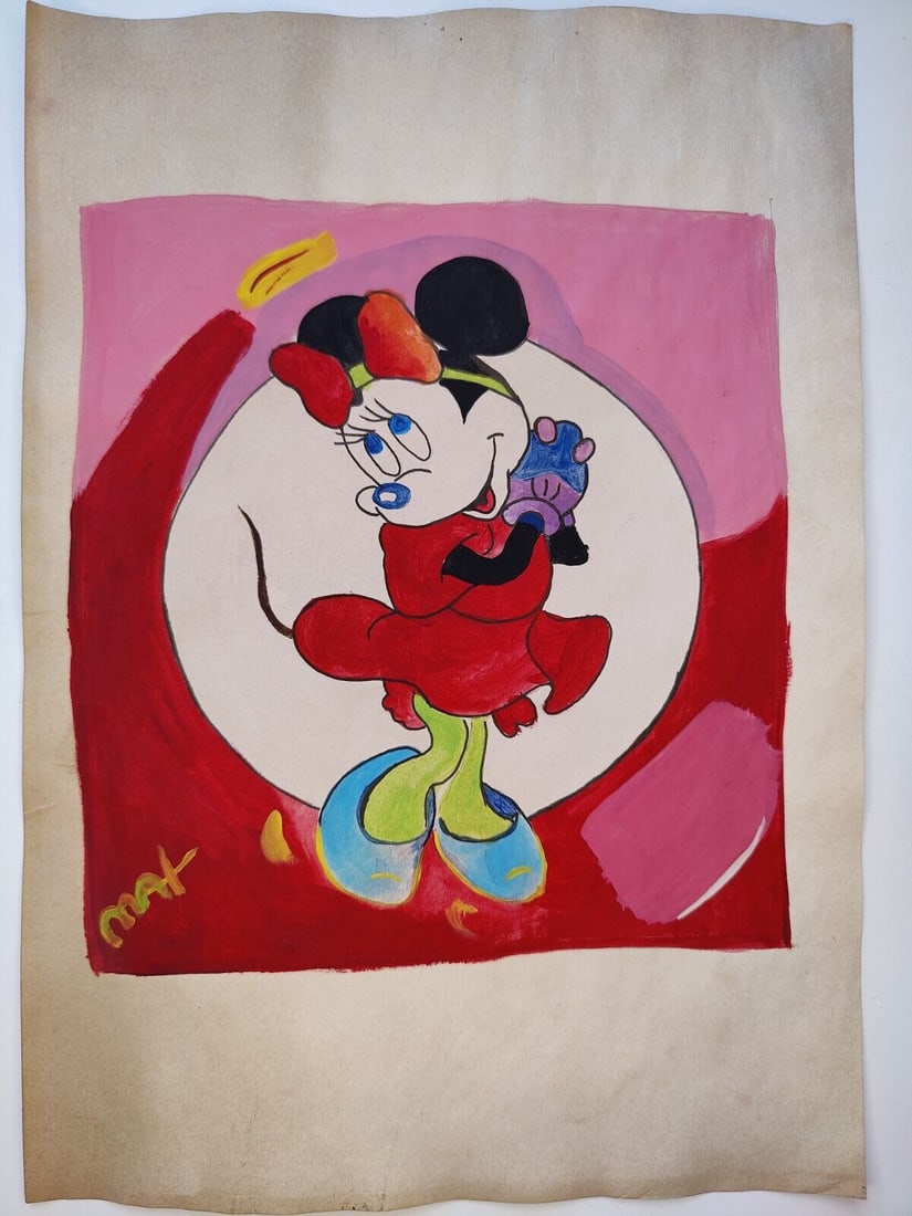 In the style of Peter Max Drawing on Paper: In the style of Peter Max Drawing on paper, Signed & Stamped on verso. Dimensions 21x30cm. Medium Mixed Media on paper. Style: Abstract.