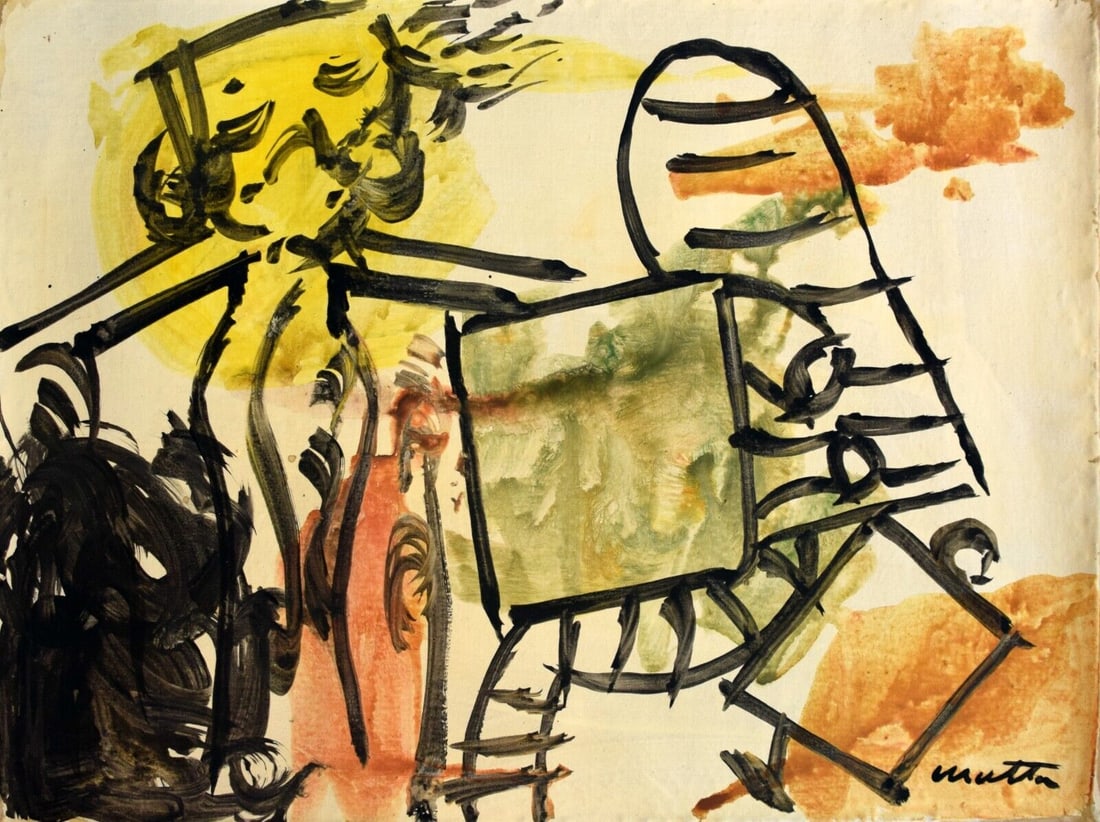 Abstract Acrylic on Canvas - Matta: Abstract Acrylic on Canvas - Matta - Size Approximately: 38.5 by 53 centimeters. No COA, no supporting papers, sold "in the manner of" the artist.